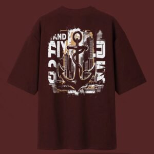 Anchored Hustle Oversized T-Shirt – Burgundy