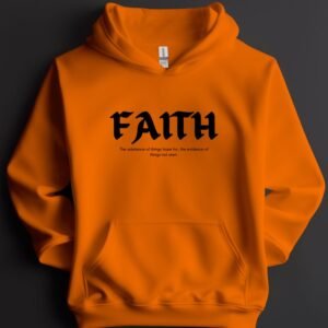 FAITH Typography Hoodie – Orange Unisex Pullover