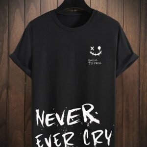 Never Ever Cry Graphic T-Shirt – Black Streetwear Tee