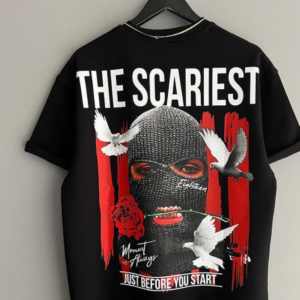 The Scariest Moment” Graphic Oversized T-Shirt – Black