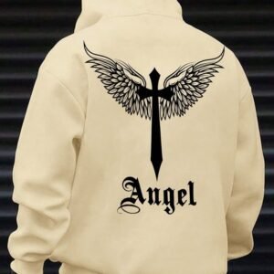 Men’s Angel Wings Graphic Hoodie – Back Print Oversized Sweatshirt